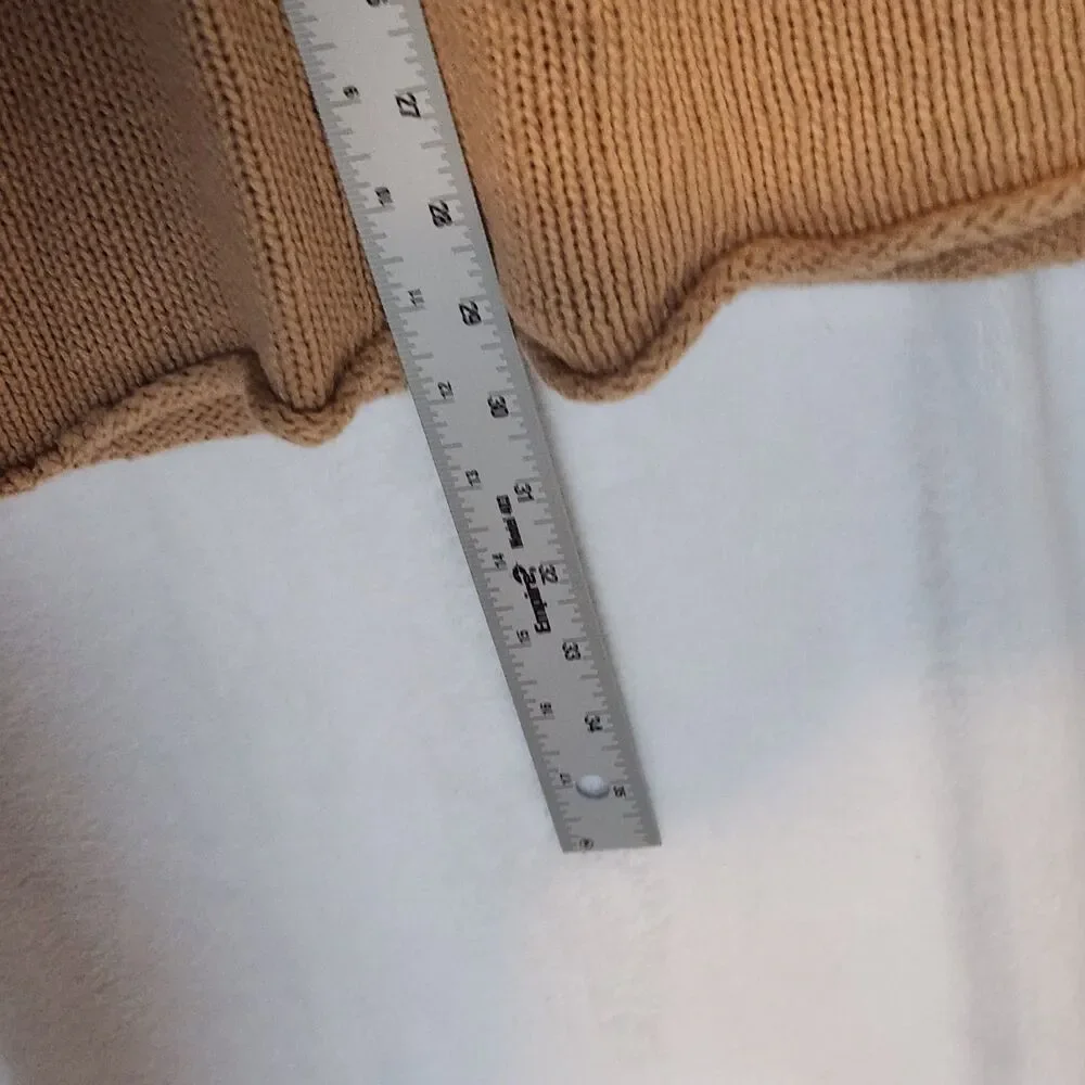 Vintage Stitches In Time Women’s 1X Tan Roll Neck Embroidered Sweater